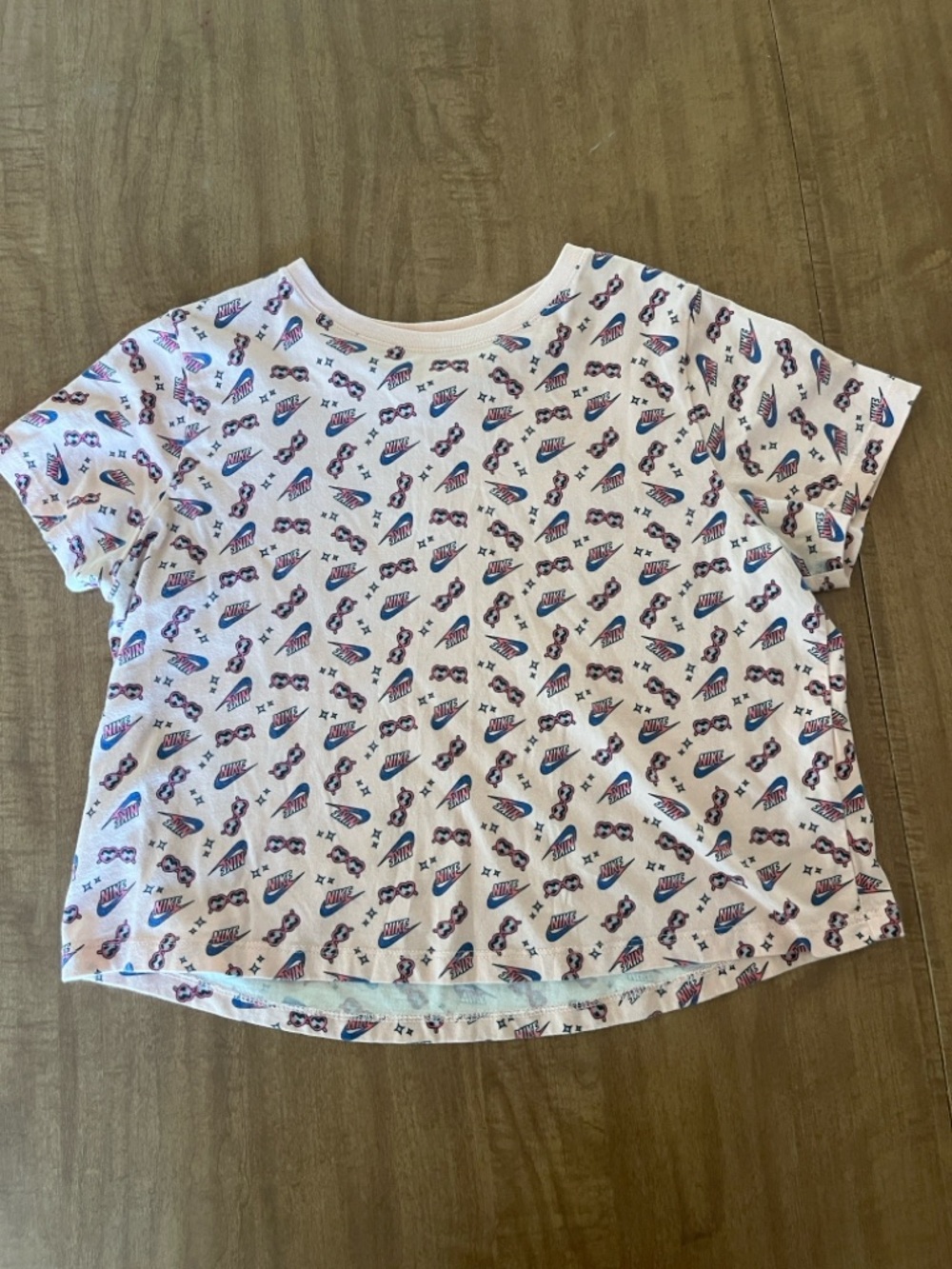 Nike Kids White Short Sleeve Tee with Navy & Red Logos